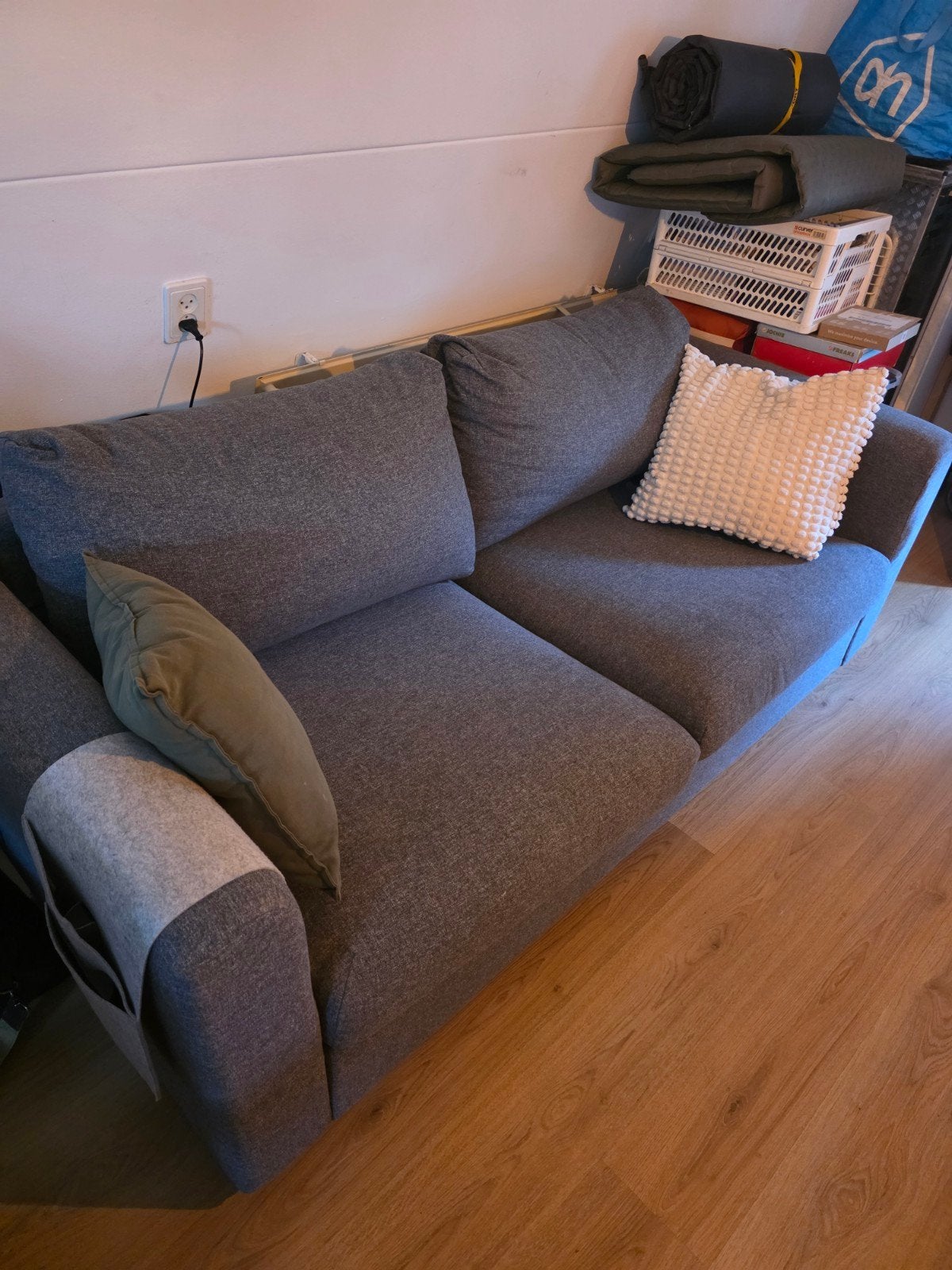 IKEA VIMLE 2-zits Slaapbank (Lejde grijs/zwart) + ÅFJÄLL Ma, Huis en Inrichting, Ophalen, 140 cm, Zo goed als nieuw, Twijfelaar