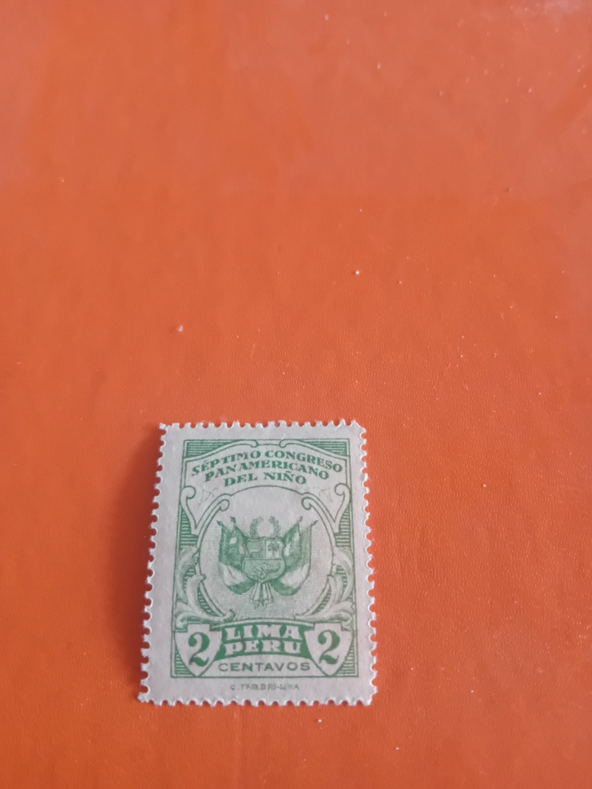 Zegel Peru 2 Centavos - Septimo Congreso Panamericano, Verzenden, Overige landen, Gestempeld