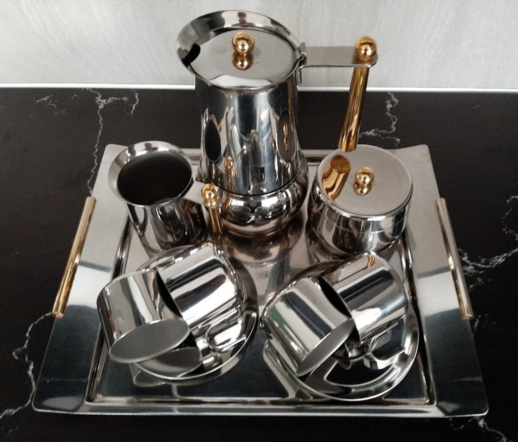 Vintage Douwe Egberts percolator met servies, Ophalen of Verzenden