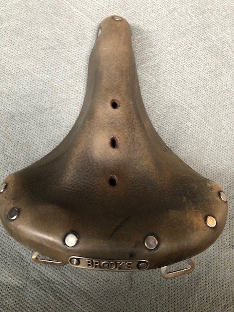 Brooks fietszadel , met dubbele vering . mooie vintage look, Fietsen en Brommers, Gebruikt, Leer, Ophalen of Verzenden, Brooks