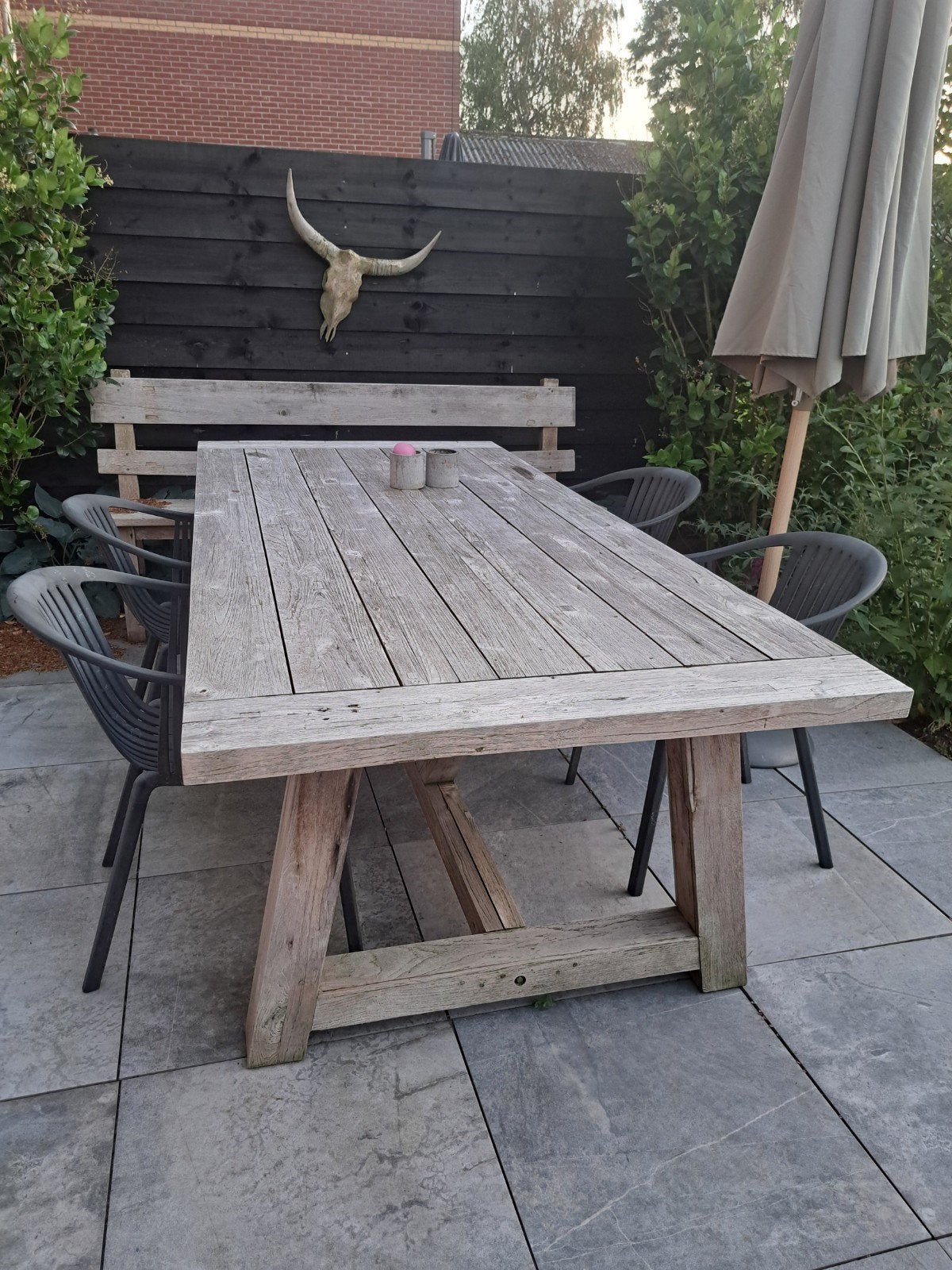 Houten tuintafel Teak 240x110 cm, Ophalen, Gebruikt, Teakhout, 8 zitplaatsen