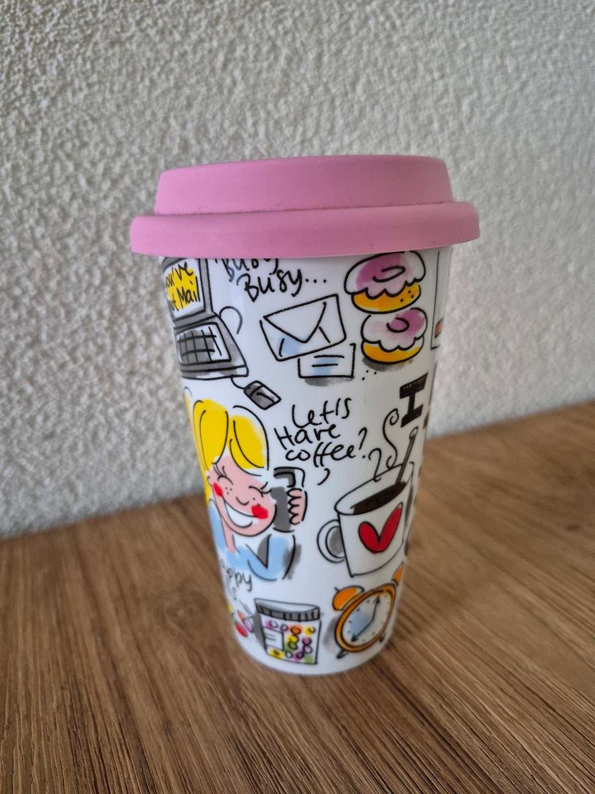 Blond Amsterdam porseleinen coffee to go beker "therapie", Huis en Inrichting, Zo goed als nieuw, Aardewerk, Blond Amsterdam, Mok