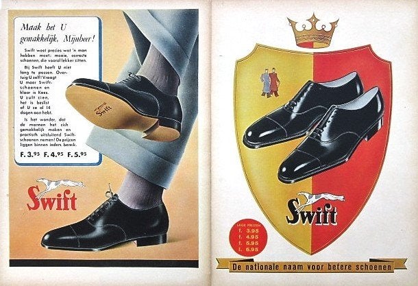 33 vintage advertenties reclames Swift schoenen 1937-49, Ophalen of Verzenden, Gebruikt, Overige typen