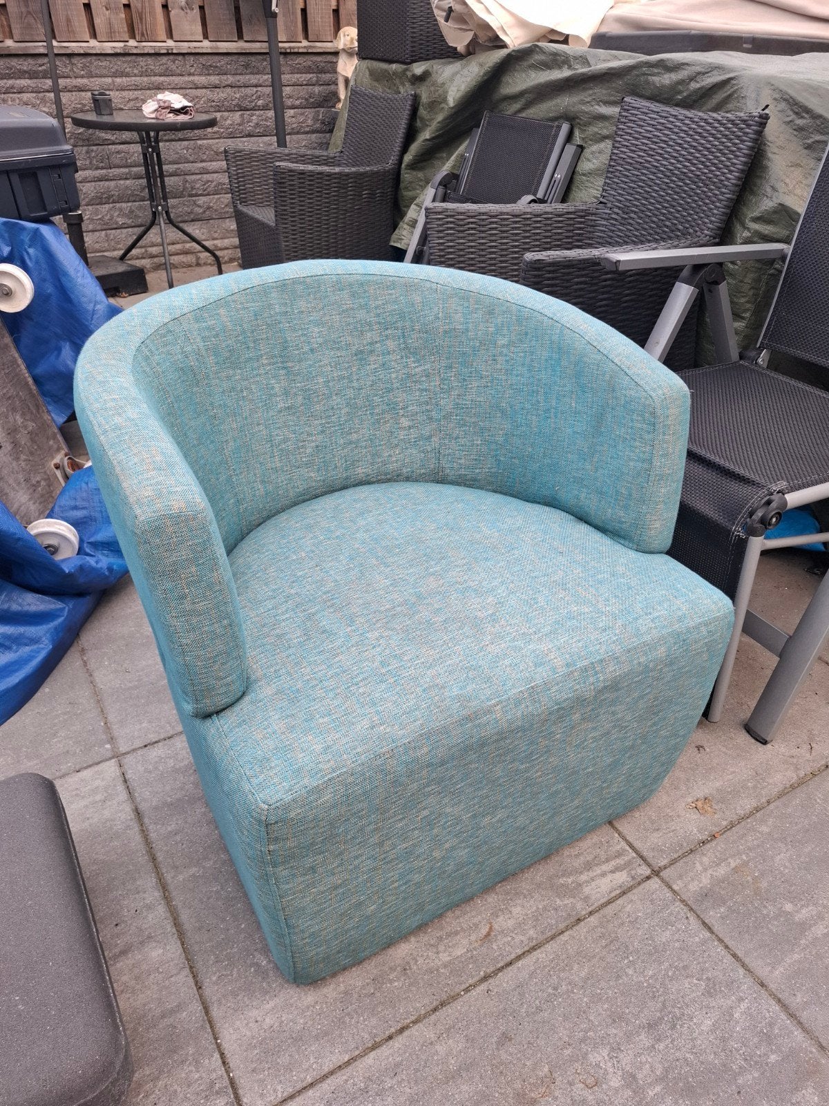 Blauwe fauteuil, Ophalen, Zo goed als nieuw, 75 tot 100 cm, 50 tot 75 cm