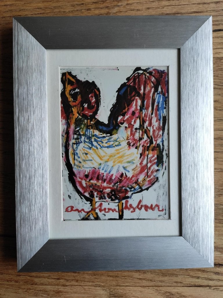 Anton Heyboer - Kip - Grafiekje in Lijst, Antiek en Kunst, Verzenden