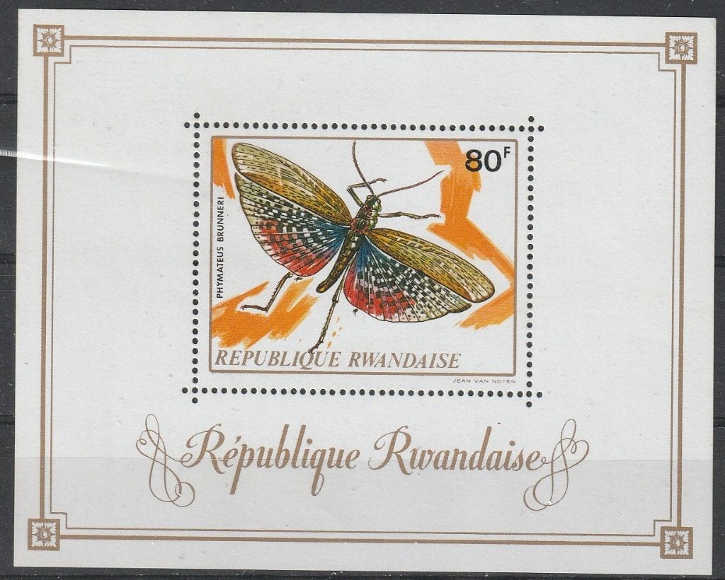 4417. Rwanda  blok 30 pfr. Vlinder, Ophalen of Verzenden, Overige landen, Postfris