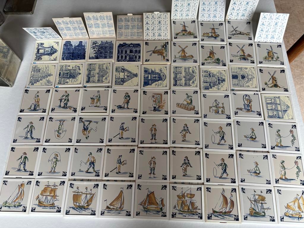 KLM Delfts Blauw tegeltjes 57 in originele verpakking, Verzamelen, KLM Huisjes, Zo goed als nieuw, Ophalen of Verzenden