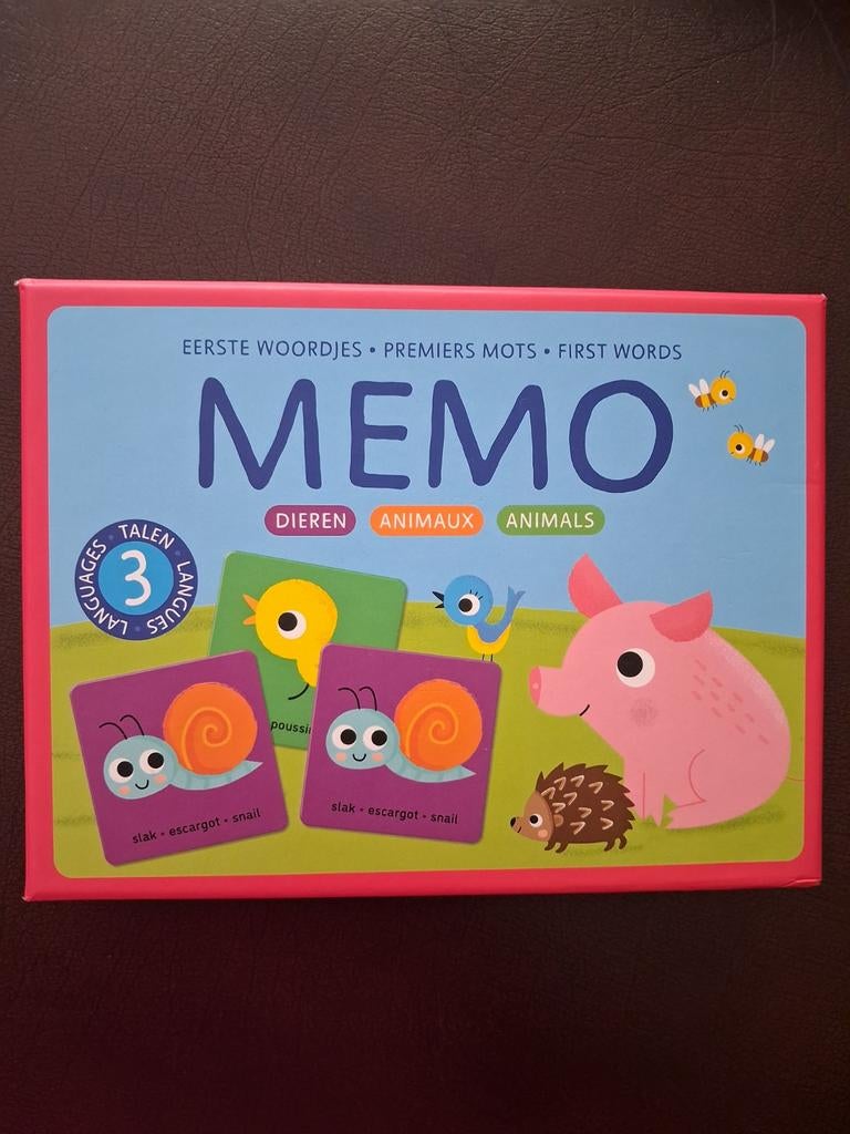 Memo Dieren 3 Talen - Zo goed als nieuw, Ophalen, Zo goed als nieuw, Taal en Lezen