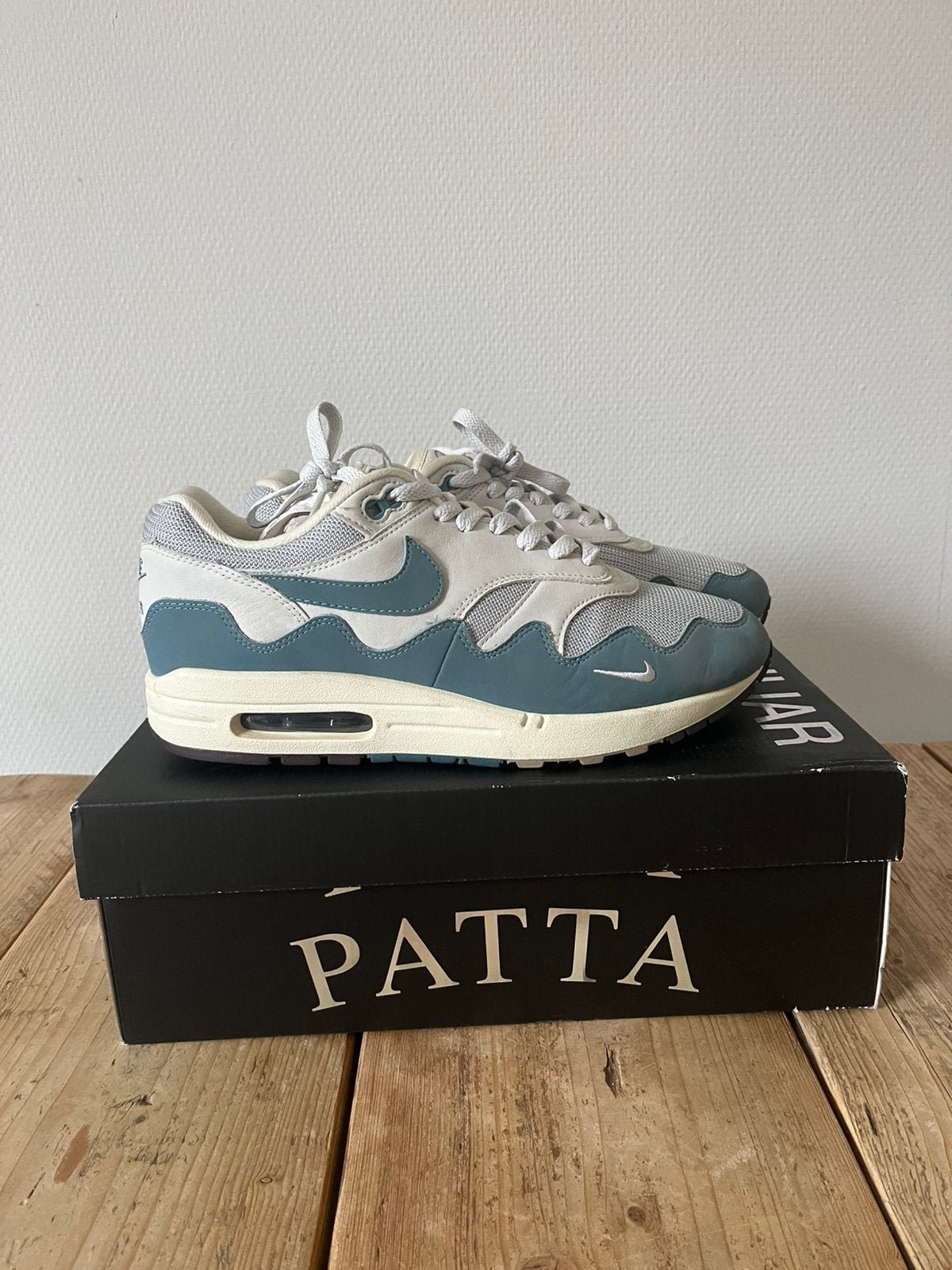 Nike Air Max 1 Patta Noise/Aqua maat 43 perfecte staat, Blauw, Ophalen of Verzenden, Sneakers of Gympen, Zo goed als nieuw