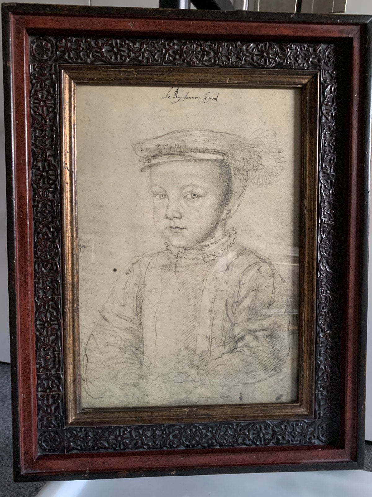 Reproductie pentekening met mooie oude lijst, Ophalen, Portret of Personen, Tekening, Klassiek