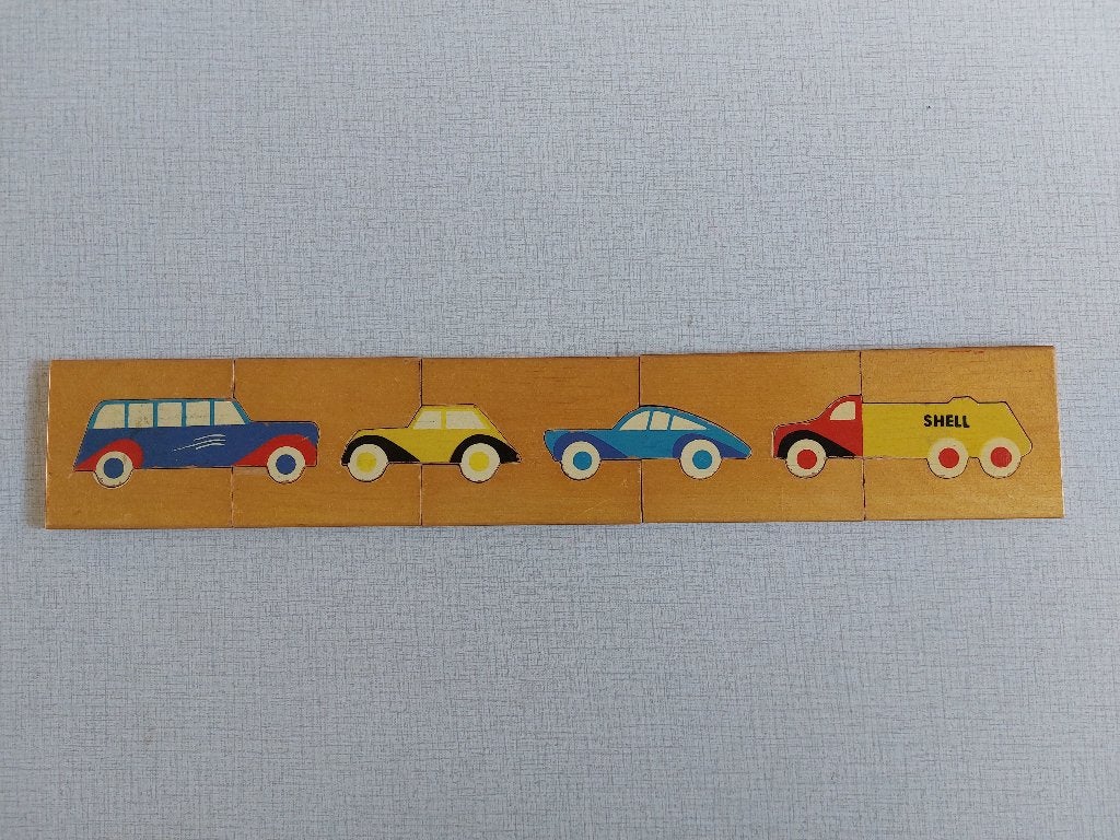 Oude houten puzzel van de jaren '50 met Shell tankwagen, Antiek en Kunst, Ophalen of Verzenden
