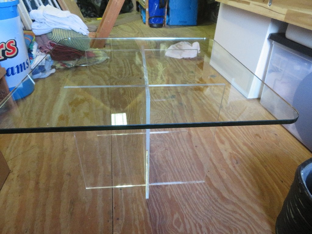 Vintage design glazen salon/bijzettafel, Huis en Inrichting, Ophalen, Gebruikt, 50 tot 100 cm, 50 tot 100 cm