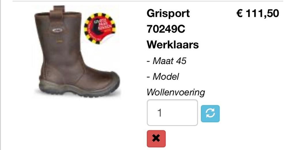 Grisport 70249C Werklaars - Maat 45, Wollenvoering, Ophalen of Verzenden, Nieuw