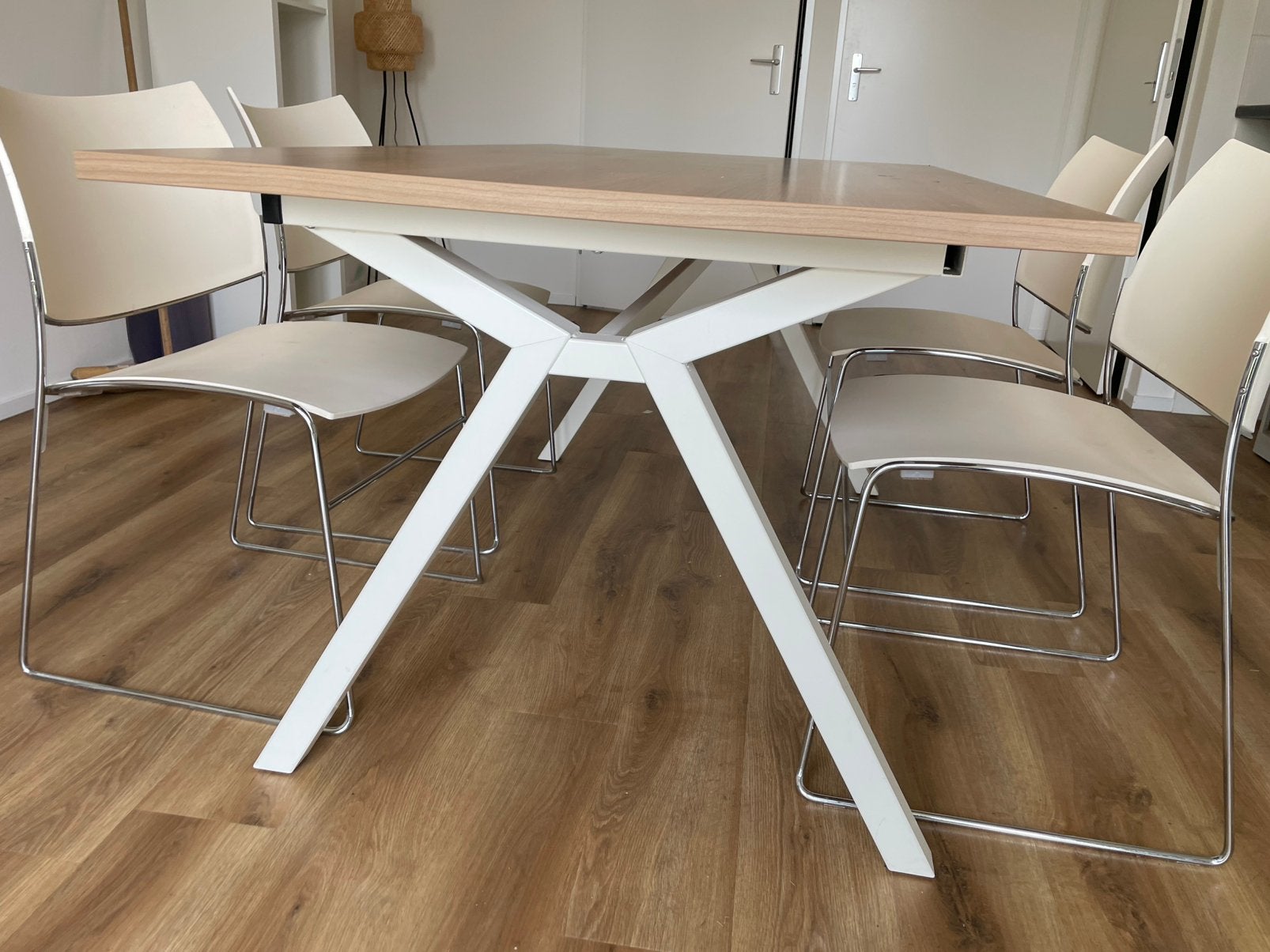 Tafel 160x90 cm + Stoelen, Huis en Inrichting, Tafels | Eettafels, Ophalen, Rechthoekig, 150 tot 200 cm, 50 tot 100 cm