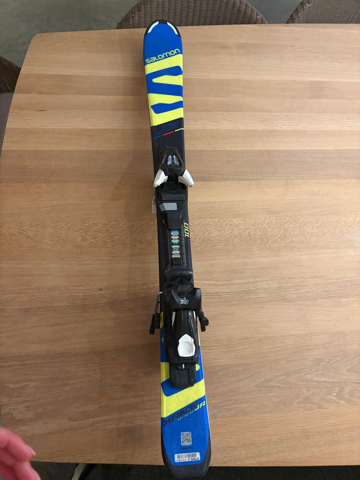 Salomon JR 100 ski's - Blauw/Geel 1.00 meter, Ophalen, Gebruikt, 100 tot 140 cm, Salomon