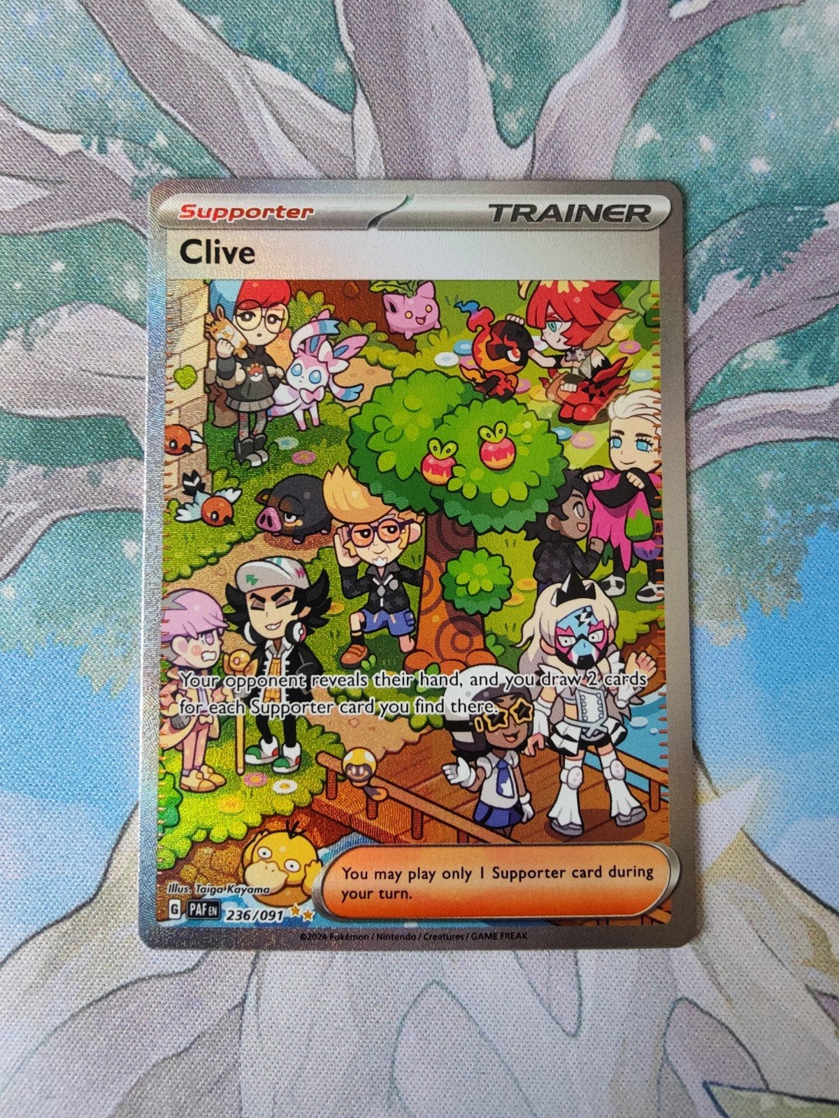 Pokemon paldean fates Clive illustration trainer 236/091, Ophalen of Verzenden, Nieuw, Losse kaart, Foil