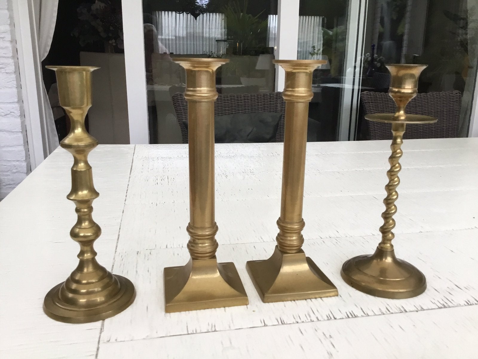 4 koperen kandelaartjes, Ophalen, Koper of Brons