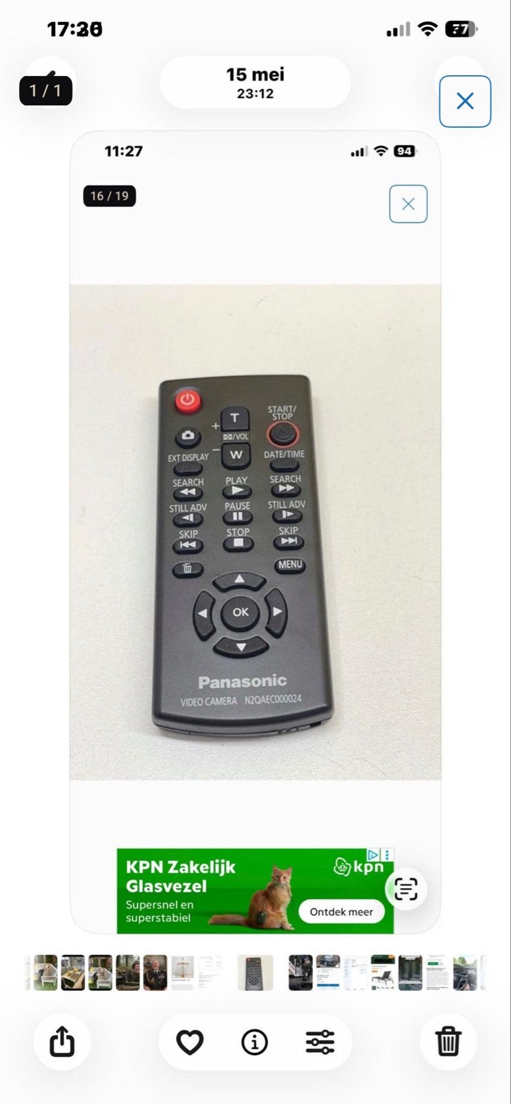 Panasonic afstandsbediening voor videocamera, Ophalen of Verzenden, Gebruikt, Origineel