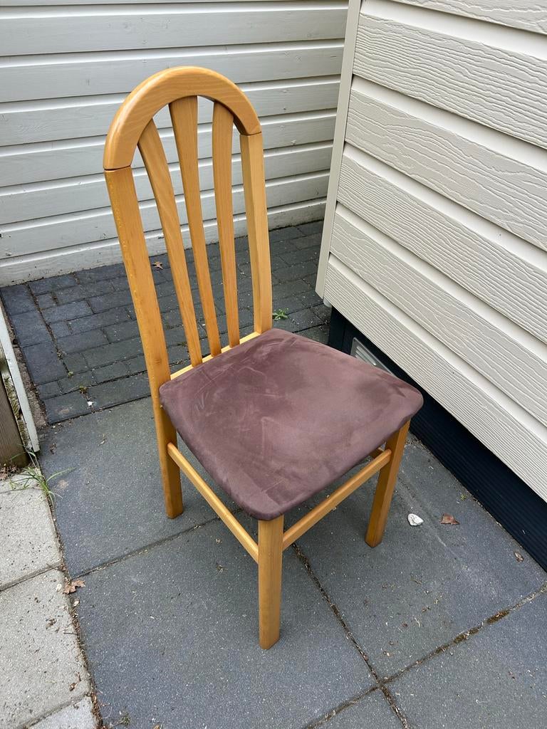 Eettafel stoelen uit een chalet 4x, Ophalen, Gebruikt, Bruin, Eén