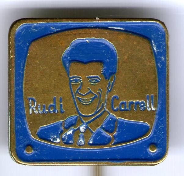 Rudi Carrell showmaster blauw op koper speldje ( R_077), Verzenden, Zo goed als nieuw, Figuurtje, Speldje of Pin