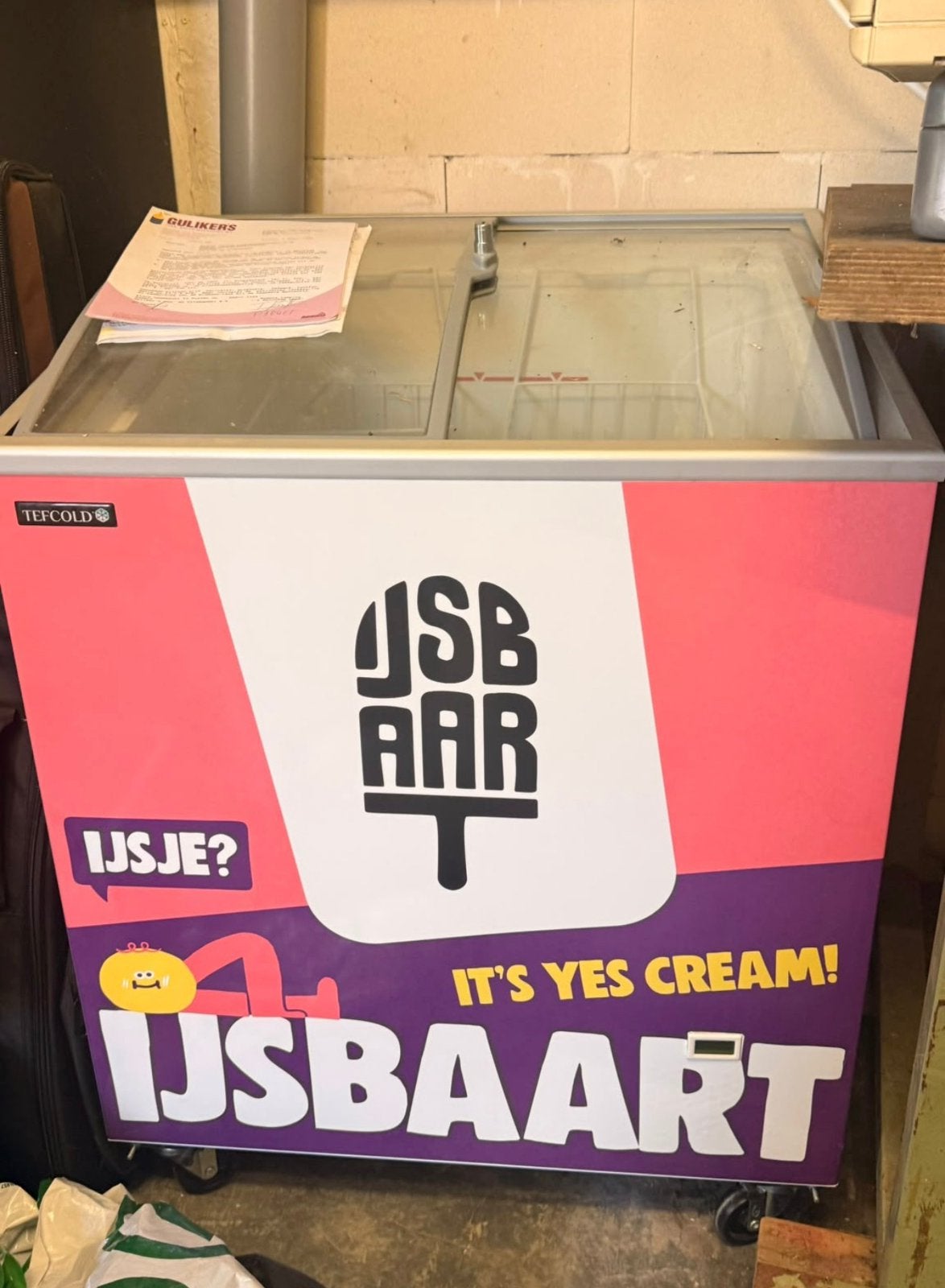 Tefcold diepvrieskist / ijsvriezer met glazen schuifdeksel, Ophalen, Zo goed als nieuw, 90 cm of meer