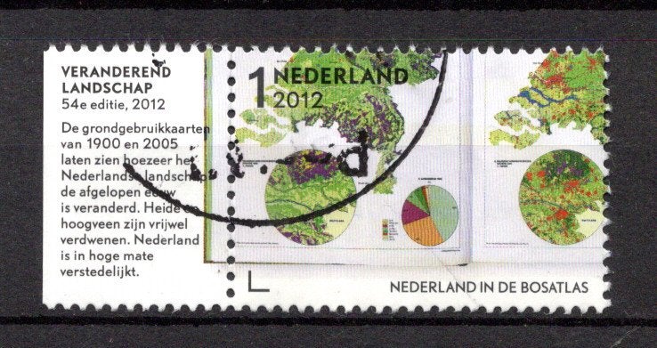 Gestempelde zegel. Jaar 2012: Bosatlas met tab, Ophalen of Verzenden, Na 1940, Gestempeld