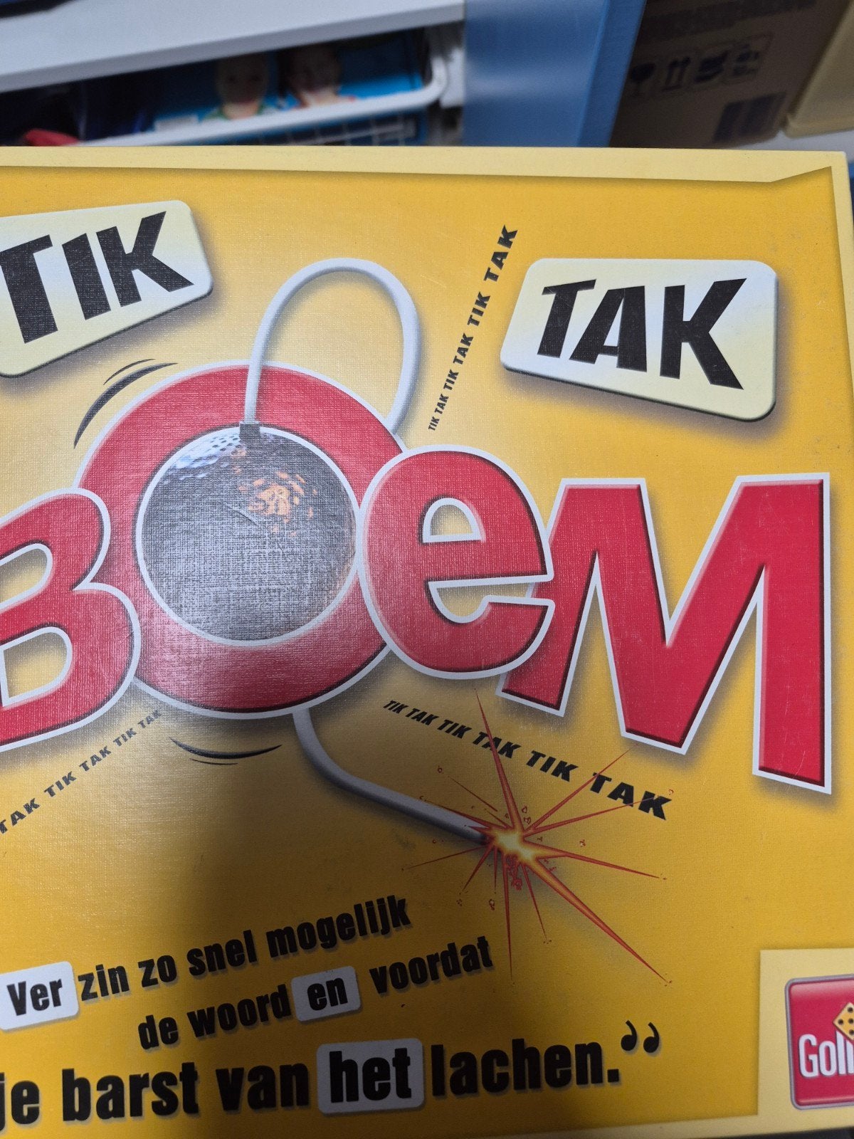 Tik Tak Boem - Het hilarische woordspel, Drie of vier spelers, Ophalen of Verzenden, Gebruikt, Goliath