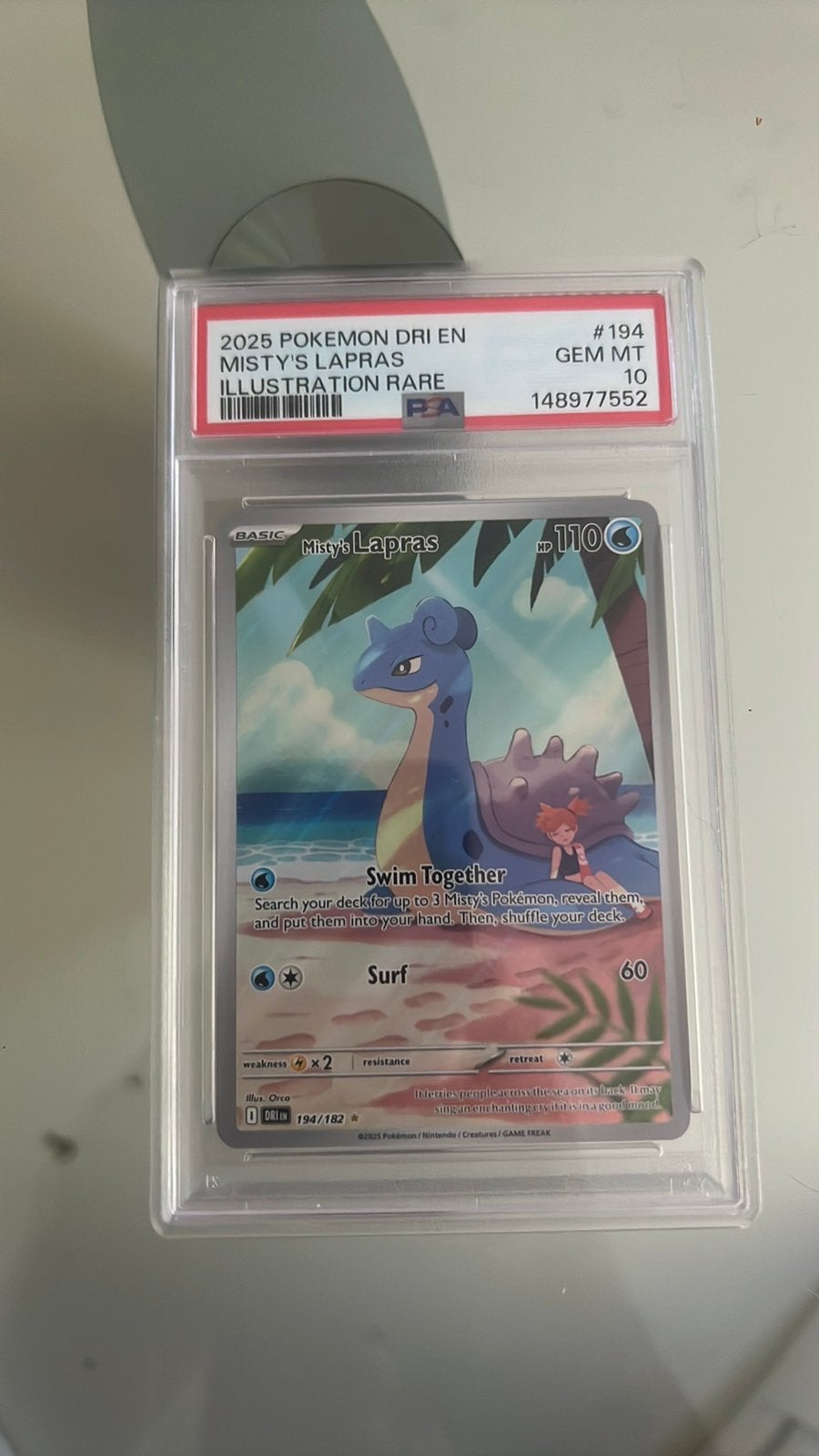 Misty’s Lapras IR - PSA 10 - Destined Rivals, Ophalen of Verzenden, Zo goed als nieuw