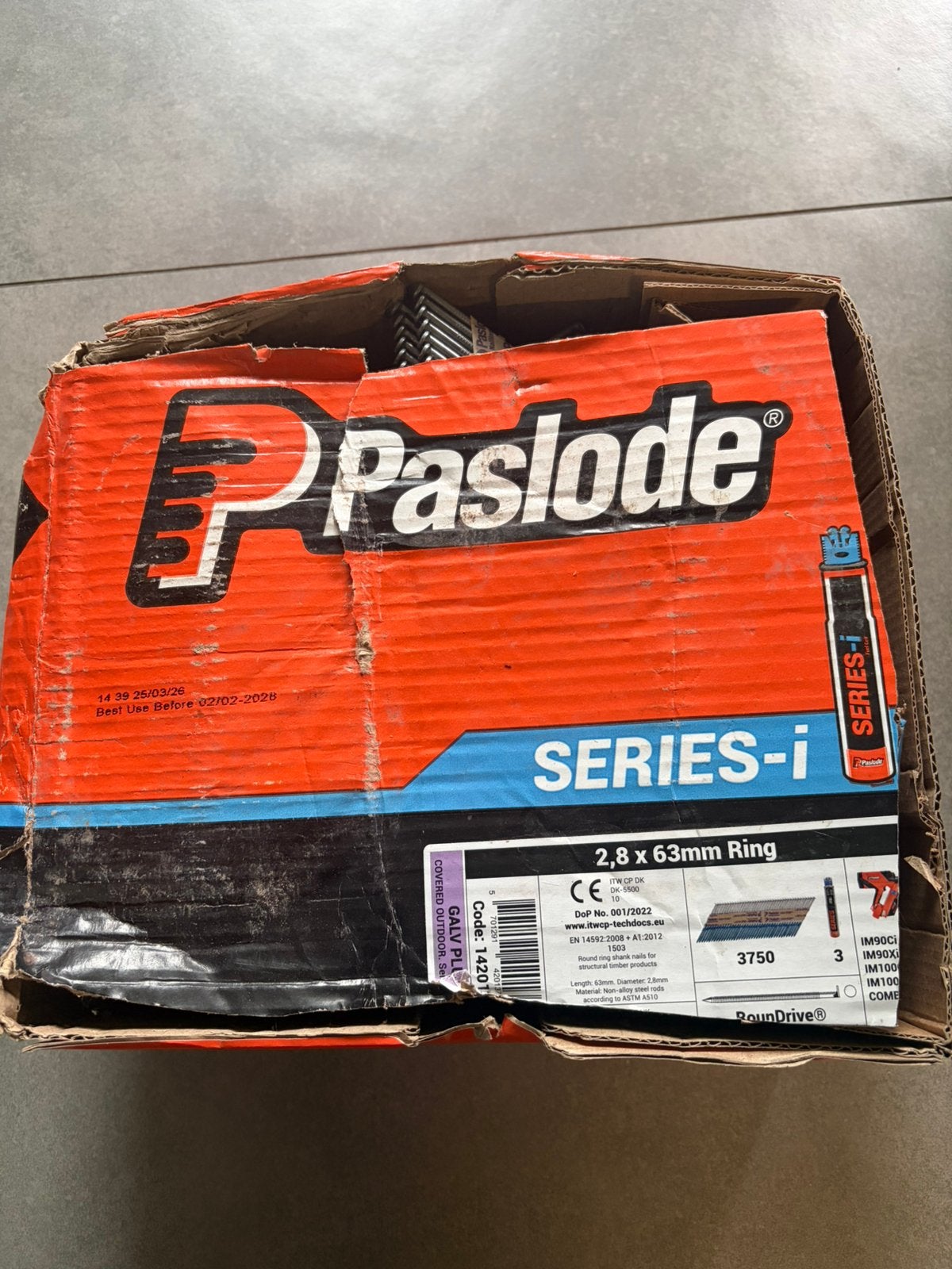 Paslode serie-i 2,8X63mm ring, Ophalen of Verzenden, Gebruikt