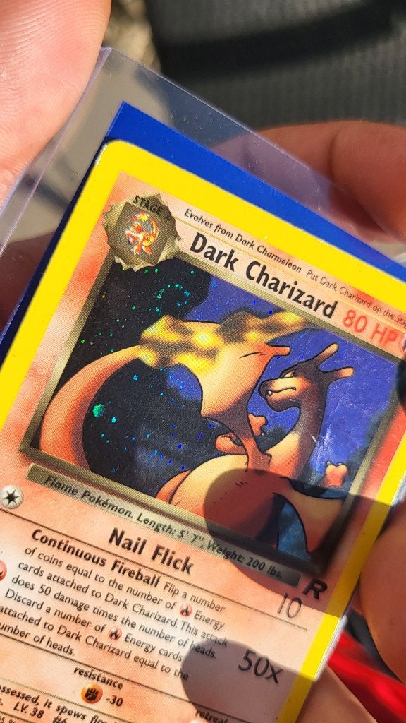 Dark Charizard Holo 4/82 – 2000 – SWIRL Holo, Ophalen of Verzenden, Gebruikt, Losse kaart, Foil