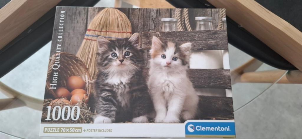 Clementoni legpuzzel 1000 stukjes - Schattige kittens, Ophalen of Verzenden, 500 t/m 1500 stukjes, Zo goed als nieuw, Legpuzzel