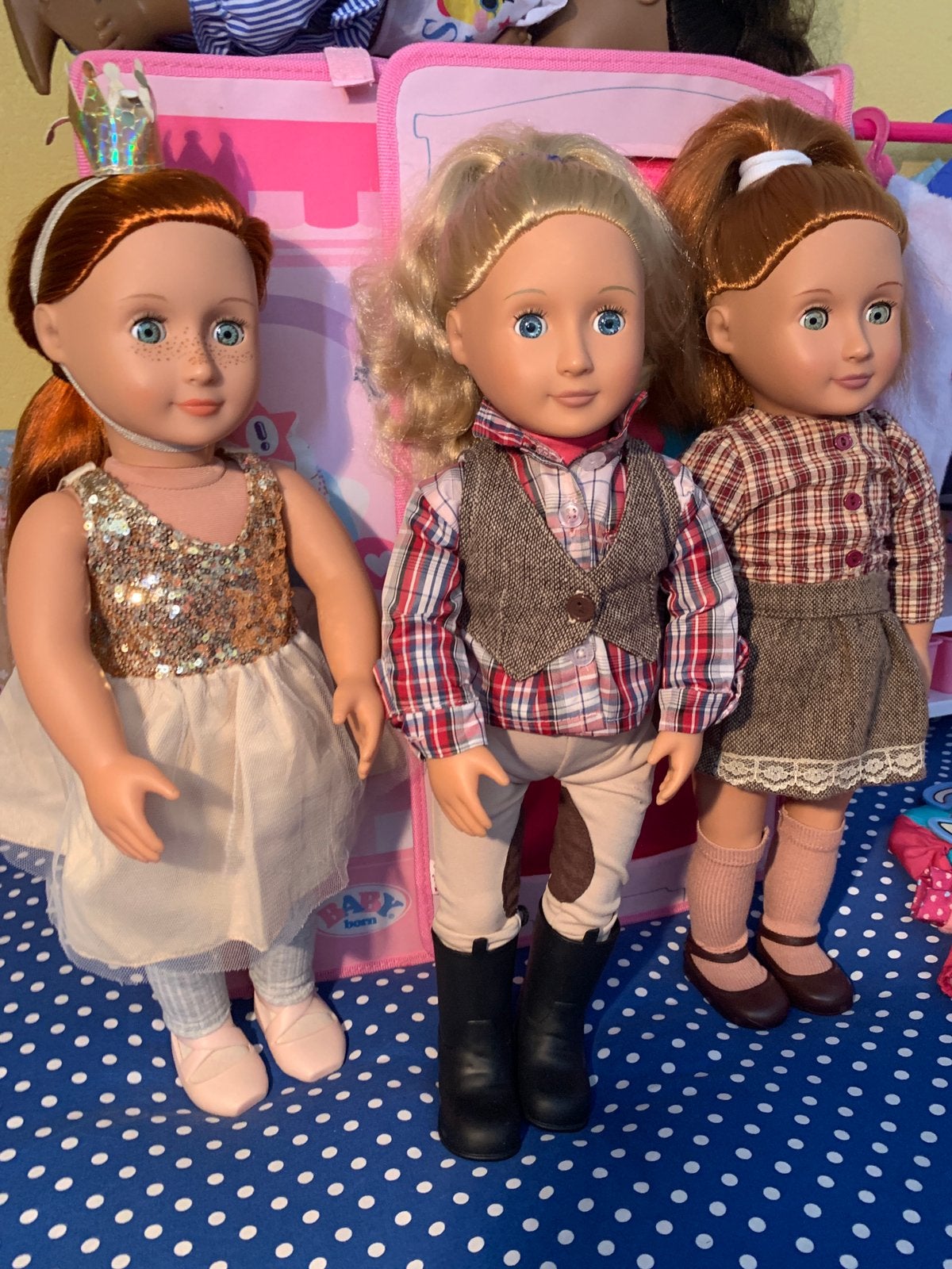 3 Our Generation poppen samen €35,-, Ophalen of Verzenden, Zo goed als nieuw, Babypop