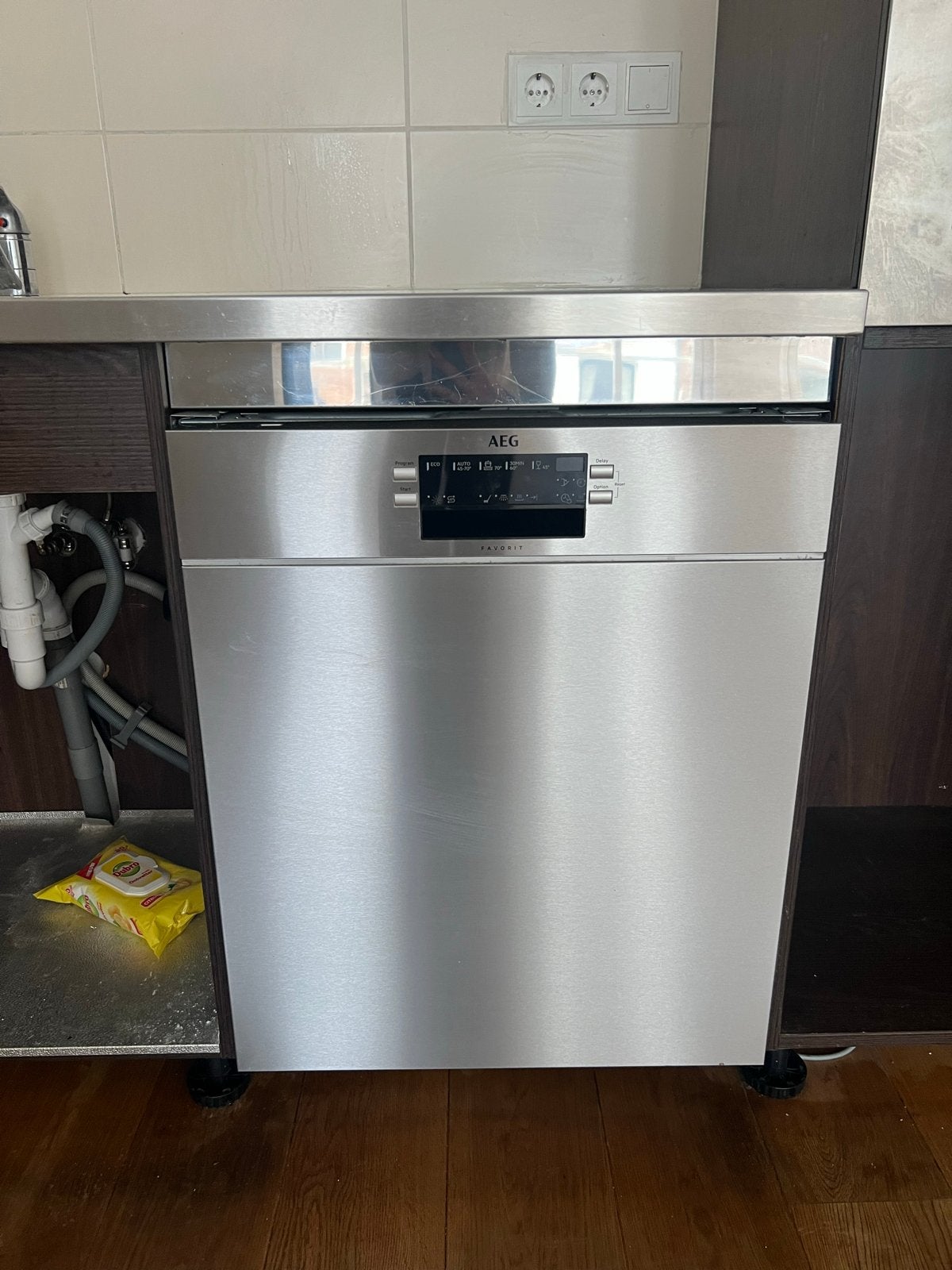AEG Inbouw Vaatwasser - Zilverkleurig, Witgoed en Apparatuur, Vaatwasmachines, Ophalen, Gebruikt, 60 cm of meer, Eco programma
