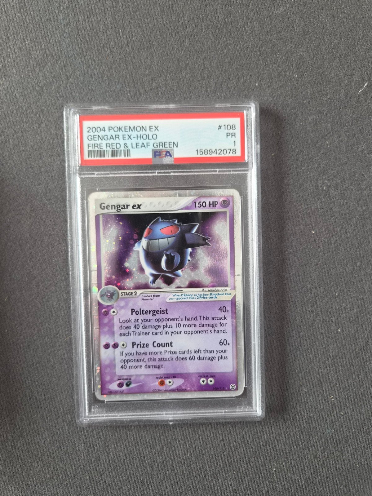 Gengar ex Holo 2004 PSA 1 Pokémon kaart, Ophalen of Verzenden, Zo goed als nieuw, Losse kaart
