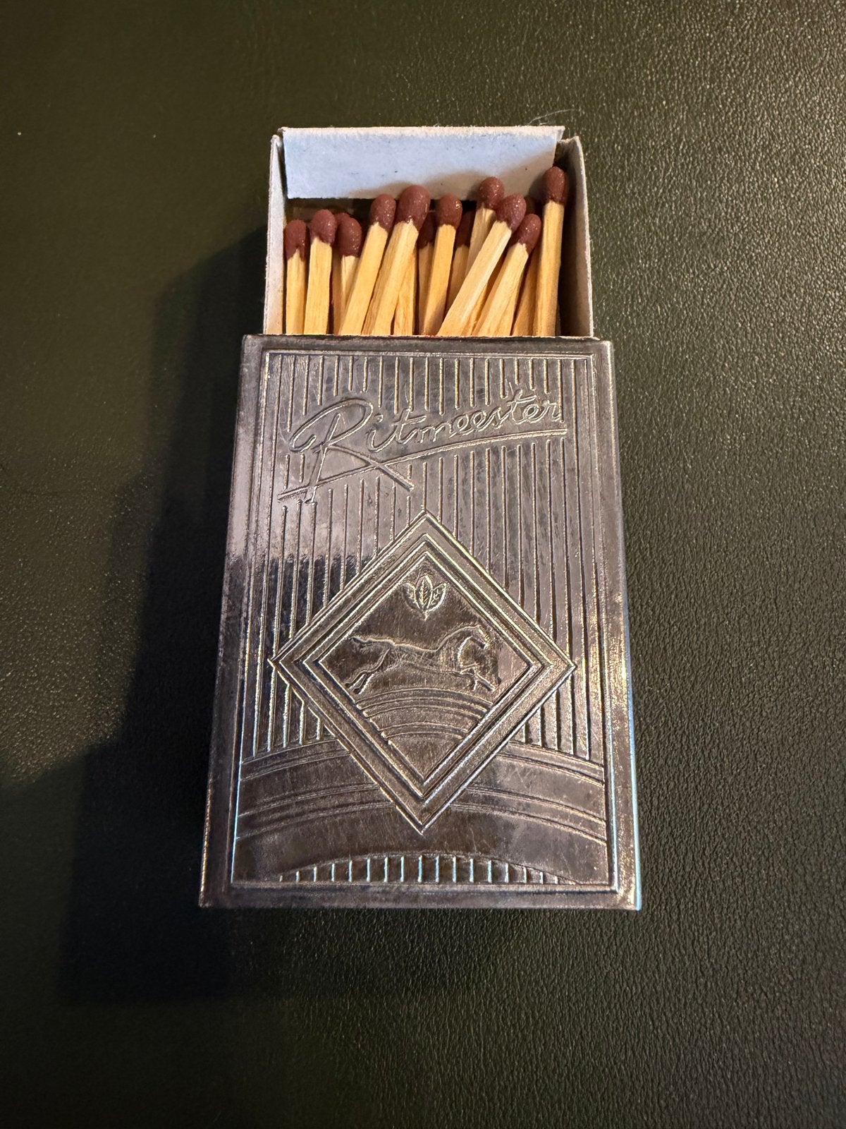 Vintage vrerzilverde  Ritmeester Luciferdoosje houder, Ophalen of Verzenden, Gebruikt, Luciferdoosjes of -merken