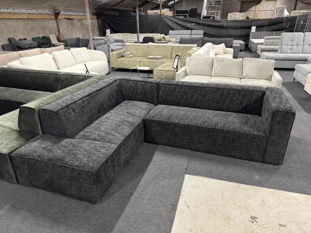!!ACTIE!! Hoekbank Memphis Black Chenille, Niet ingevuld, Niet ingevuld, Niet ingevuld