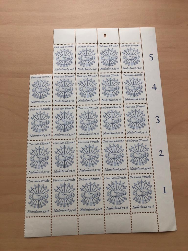 Postzegelvel Unie van Utrecht 55 ct Nederland, Postzegels en Munten, Ophalen of Verzenden, Nederland