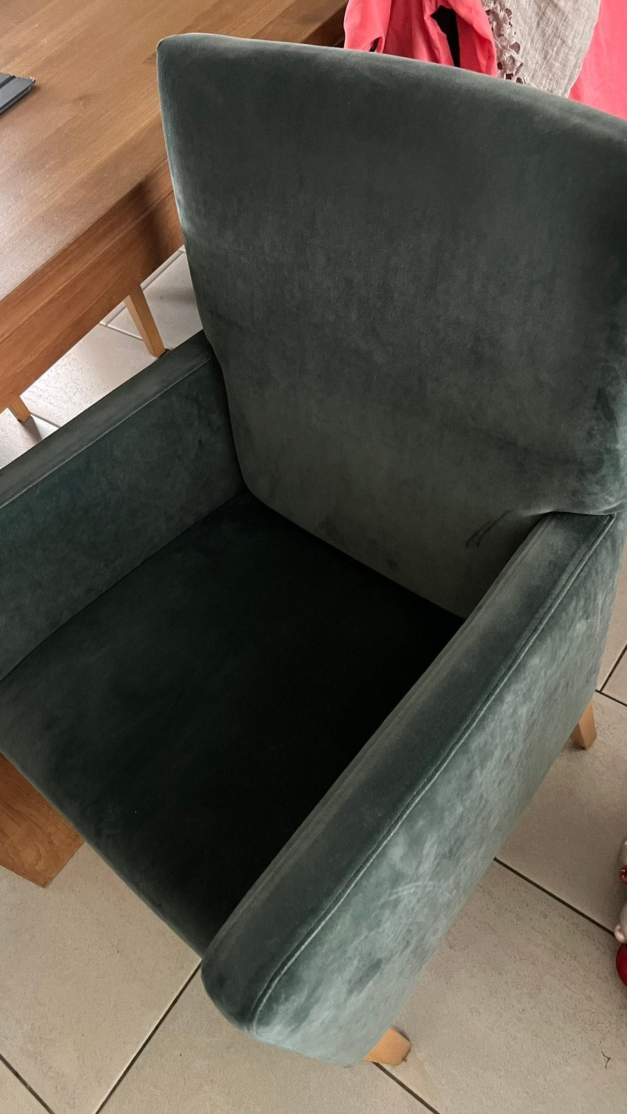 6 comfortabele eetkamerstoelen - zeegroen fluweel, Huis en Inrichting, Ophalen, Gebruikt, Blauw, Vijf, Zes of meer stoelen