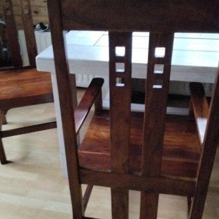 6 houten kloosterstoelen, Ophalen, Gebruikt, Minder dan 150 cm, Minder dan 100 cm