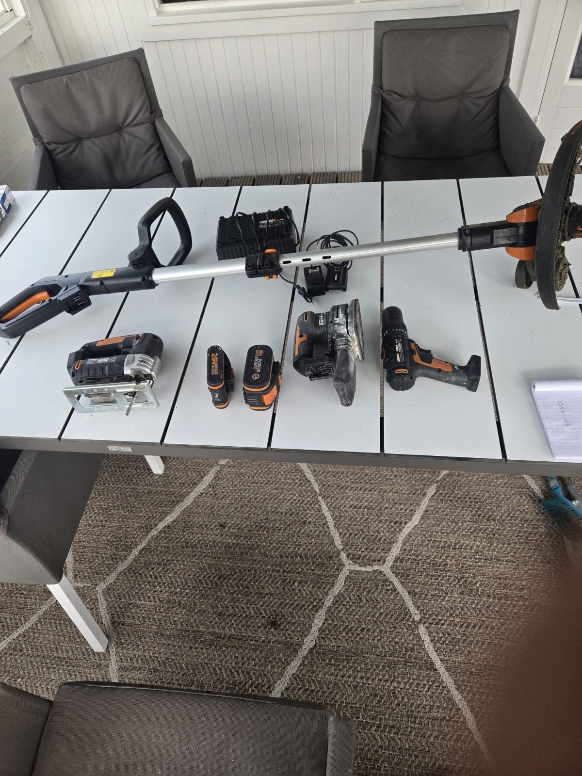 Diverse gereedschap van worx met accu's + laders, Ophalen, Gebruikt