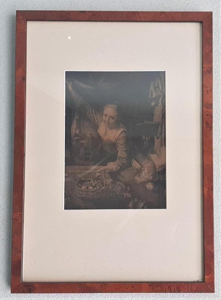 Ets Vrouw met fruitmand in venster Steelink naar Gerard Dou, Antiek en Kunst, Verzenden, Ets