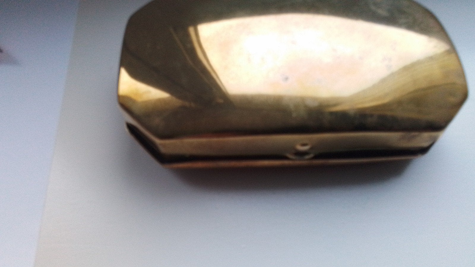 oude  messing tabaksdoosje, Ophalen of Verzenden