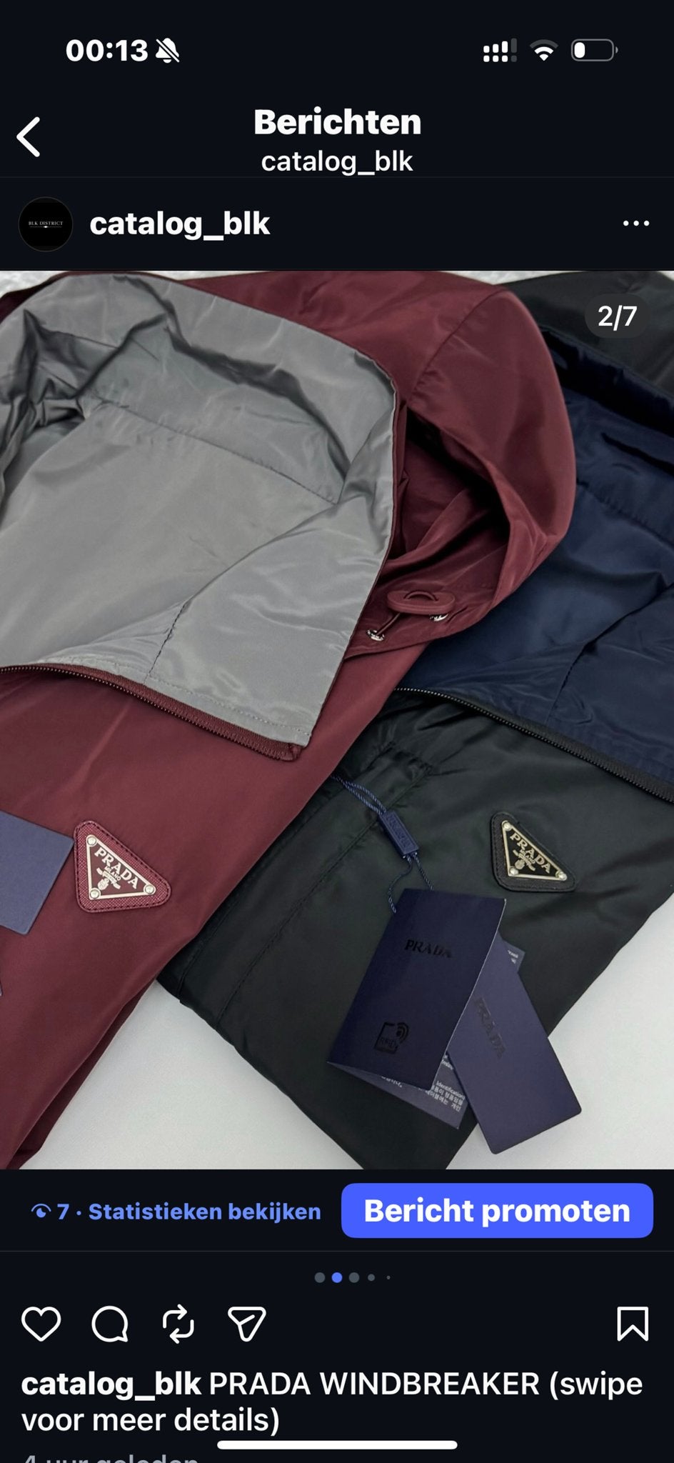 Prada Omkeerbare Windbreaker Jas, Kleding | Heren, Ophalen of Verzenden, Nieuw, Maat 52/54 (L), Meerkleurig