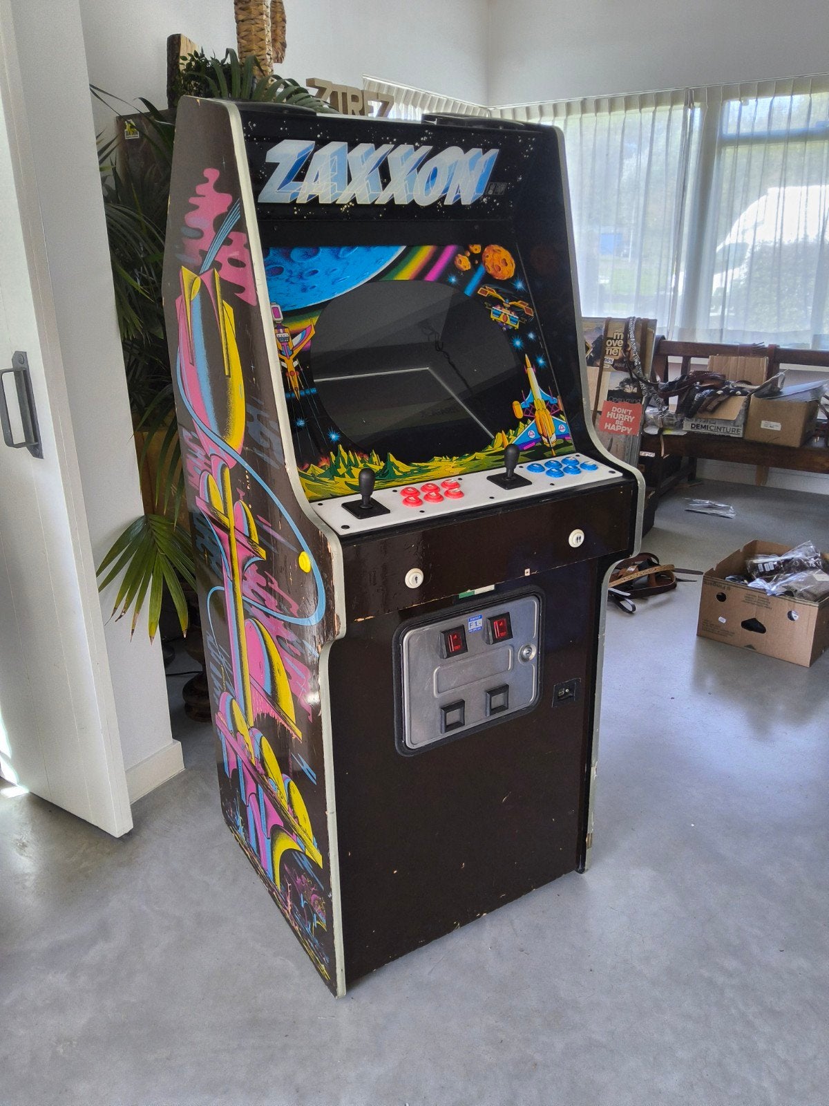 Retro Arcadekast Zaxxon Nintendo Atari Gameboy Pac man 2UP, Overige munten, Ophalen, Gebruikt, Met sleutels