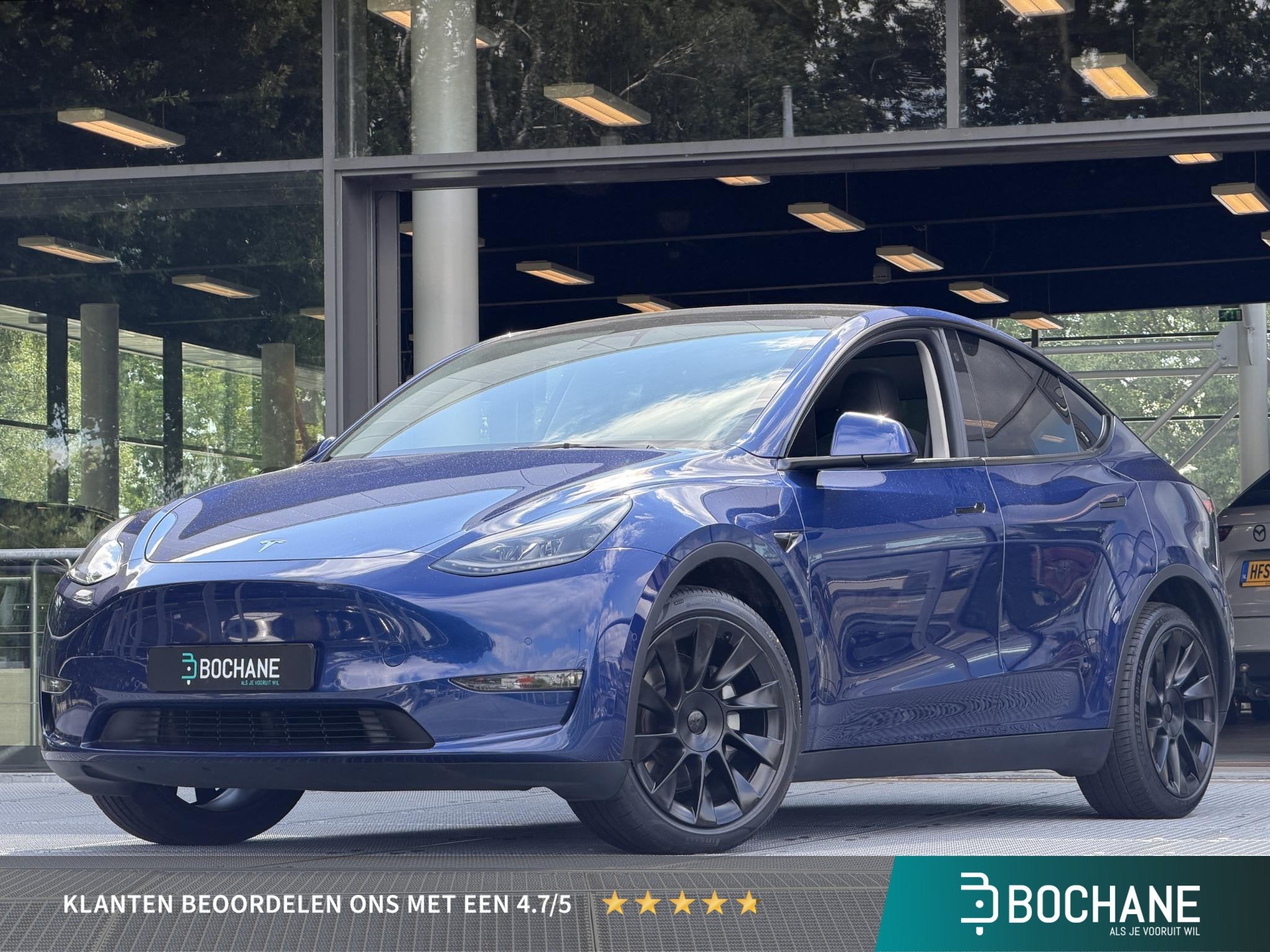 Tesla Model Y Long Range AWD 75 kWh 351PK | SOH 89.9% | Pano, Auto's, Tesla, Stof, Gebruikt, 495 min, Blauw