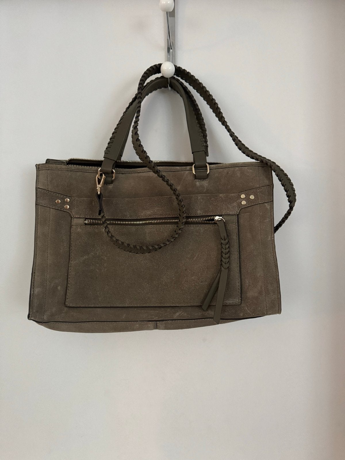 Zara Woman suède handtas/schoudertas - Olijfgroen, Ophalen of Verzenden, Zo goed als nieuw, Groen, Handtas