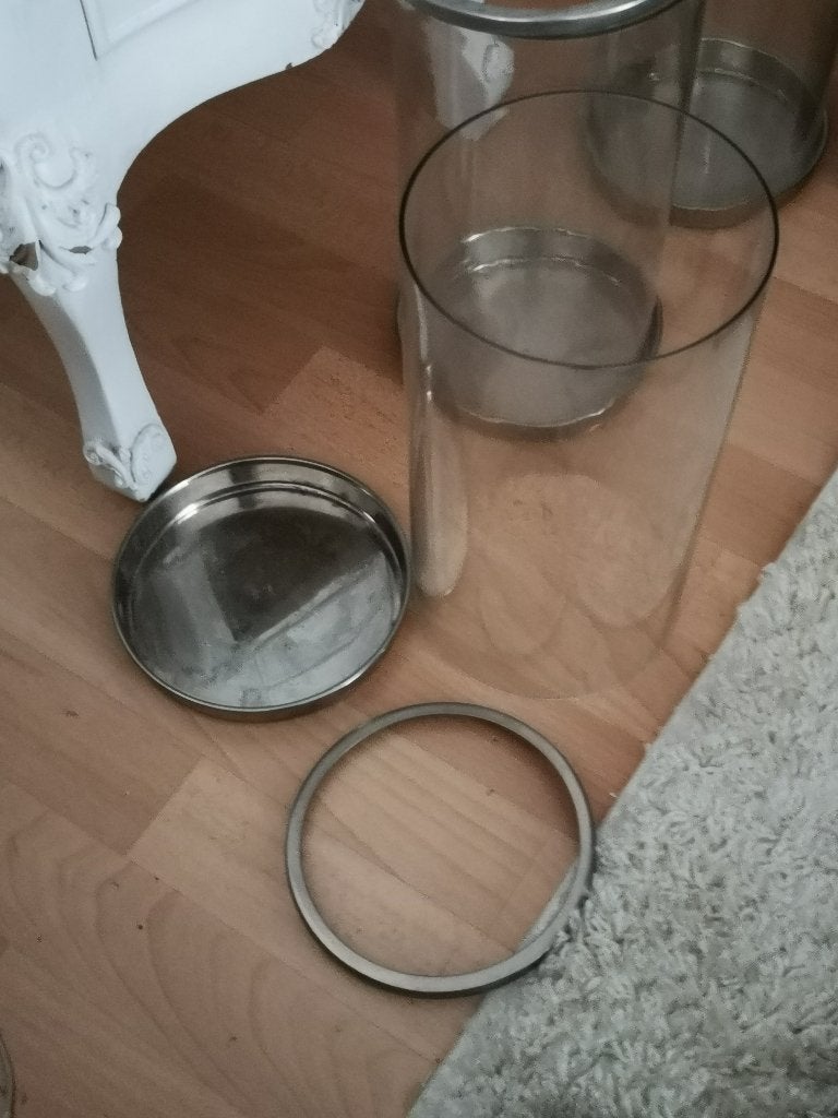 Riverdale windlichten van glas en nikkel – set van 3, Huis en Inrichting, Woonaccessoires | Kandelaars en Kaarsen, Ophalen, 31 cm