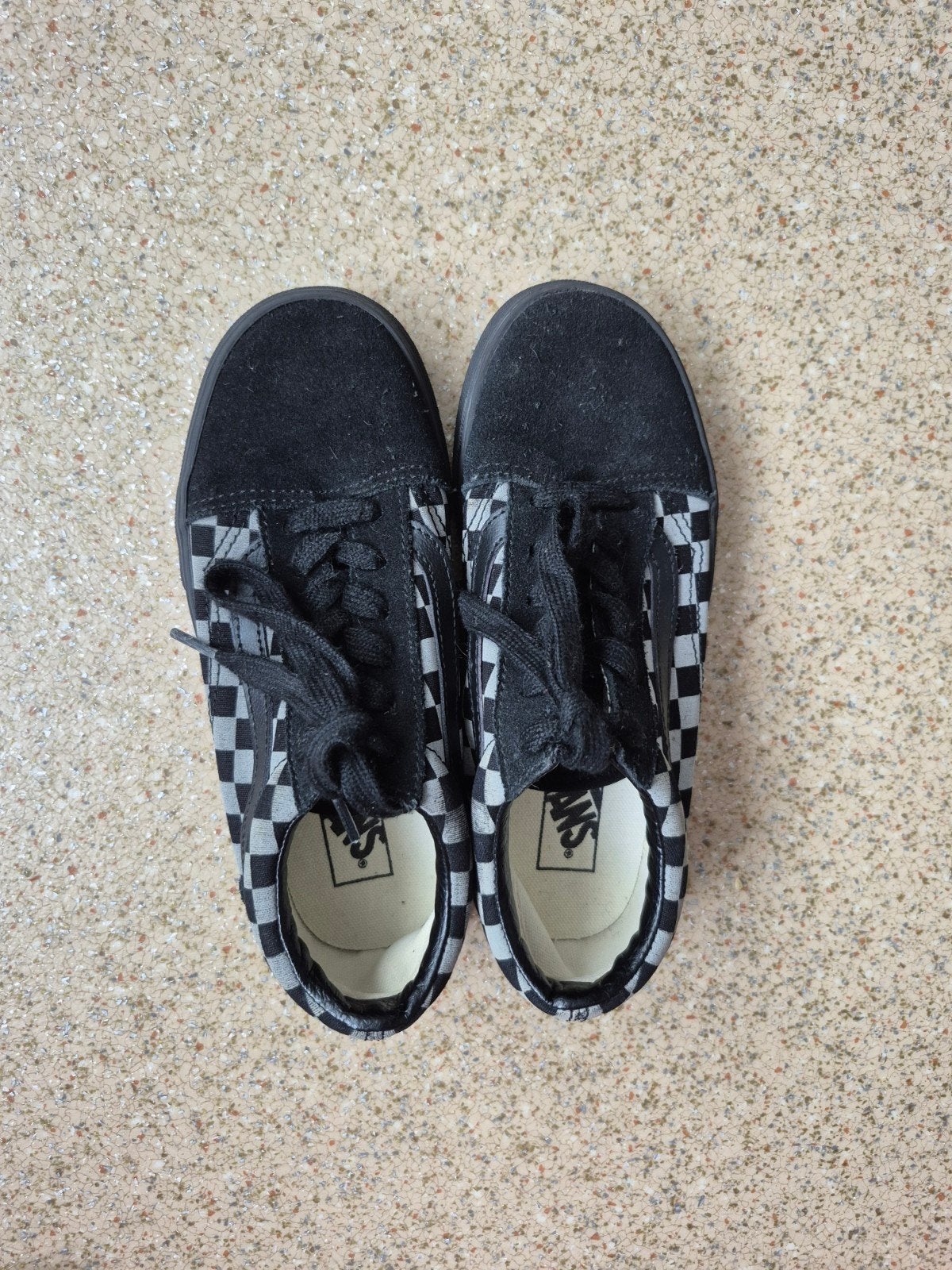 Vans Old Skool Checkerboard Zwart/Grijs Sneakers, Zwart, Ophalen of Verzenden, Sneakers of Gympen, Gedragen