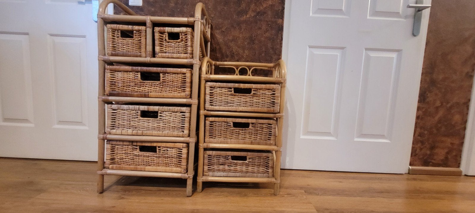 Rotan ladekastje met 3 lades, Ophalen, Minder dan 50 cm, Gebruikt, Boho, Vintage, Natuurlijk