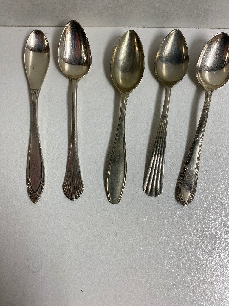 Set van 5 verzilverde lepels, gemerkt HH 90, Theelepel, Gebruikt, Los bestek, Ophalen of Verzenden